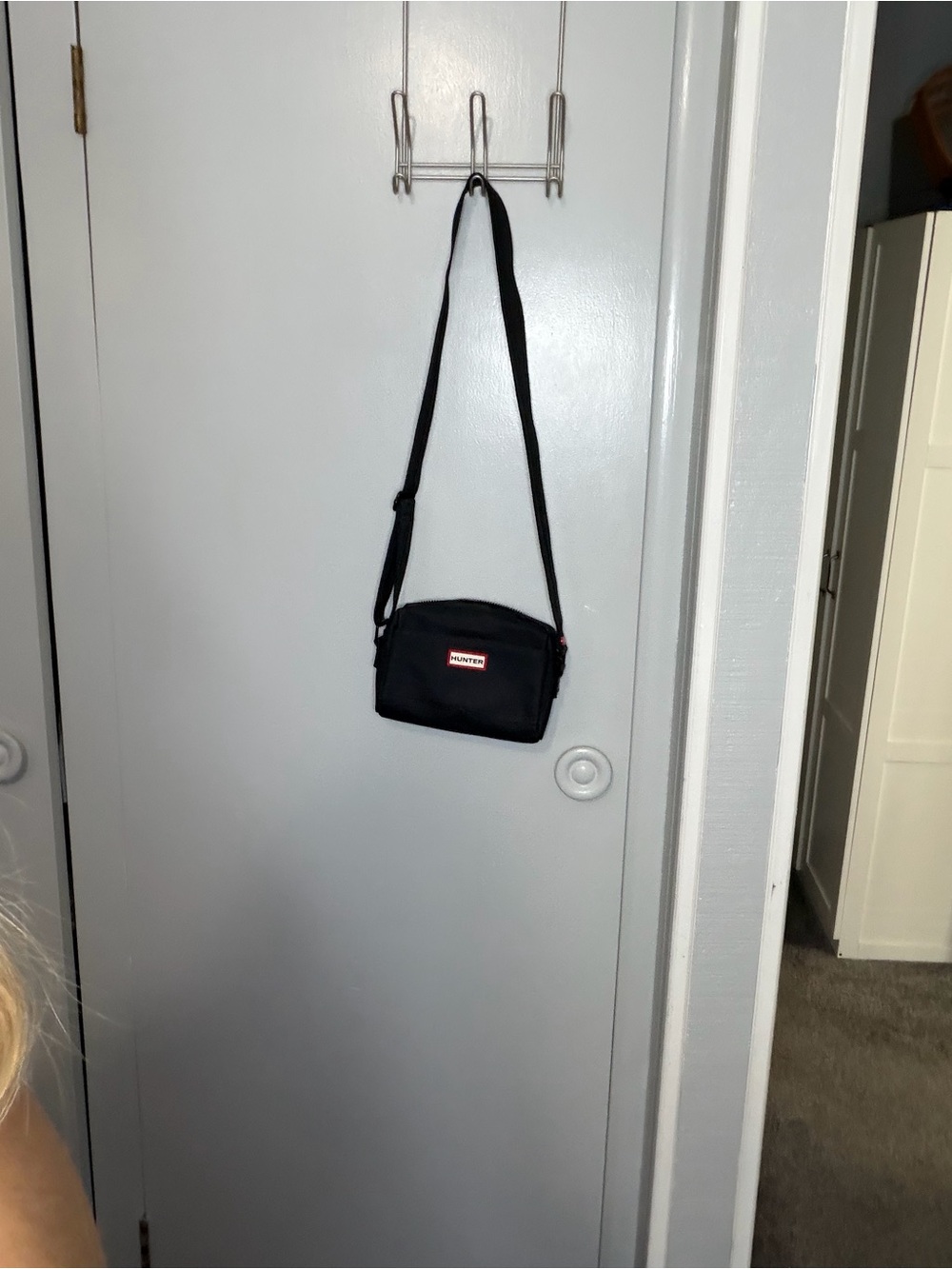 Hunter Black Nylon Crossbody Messenger Bag
